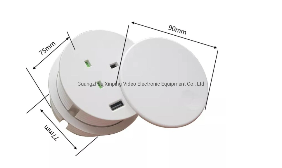 New 80mm Mini Smart Round EU/Us/UK Round Grommet Office Desk Power Outlet with USB a+USB-C Charging Port Top with Rotation Cover