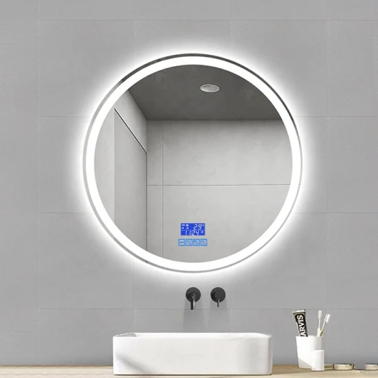 Specchio da bagno con decorazione a specchio da parete rotondo a luce LED di lusso